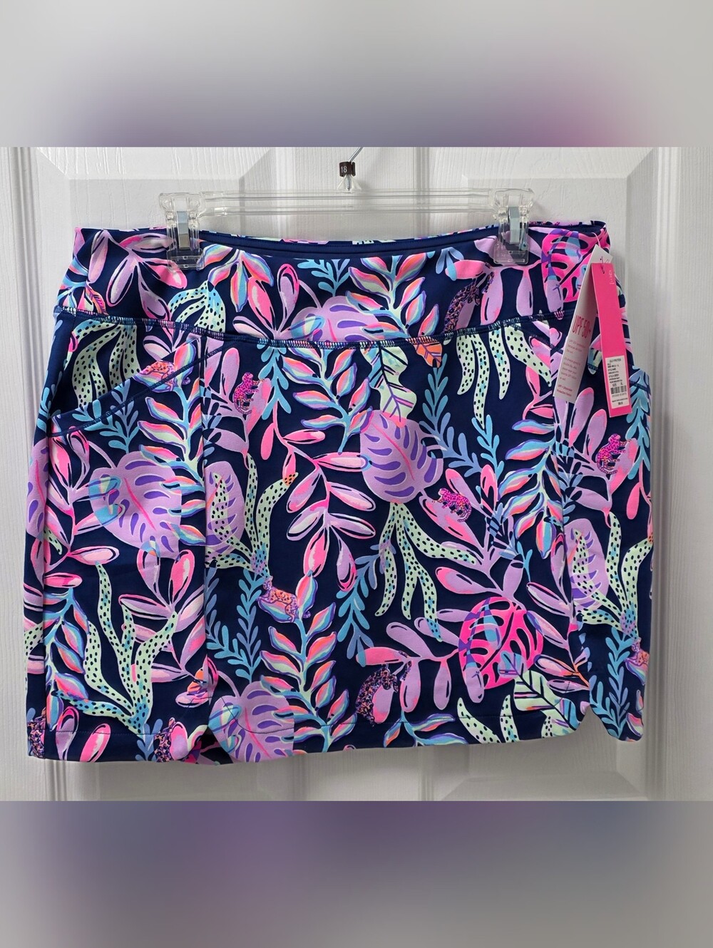 Lilly Pulitzer Sabbia Skort UPF 50+ XL Oyster Bay Navy You've Been Spotted NWT